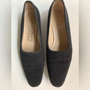 ⚡️ Vintage Salvatore Ferragamo Black Wool Loafers Flats Mules Shoes Size 9 2A